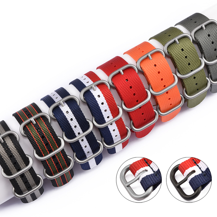 Canvas Strap Watch - Woven Nylon Strap 20mm 22mm Stainless