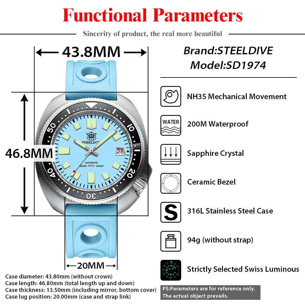 STEELDIVE SD1974 New 43.8mm Pi - Seiko Watch Prospex ulasan dan harga